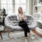 Flash Furniture Eleanor 56-in Portable Folding Double Saucer Chair in Gray Faux Fur w/a Soft Gold Steel Frame FV-FDS-001-GY-SGD-GG - alternate 8